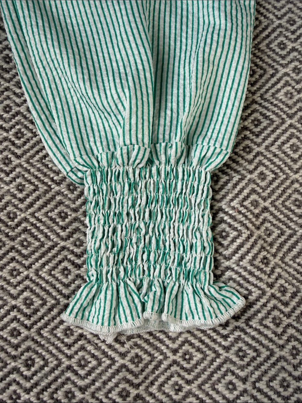 Vintage Mint Green Striped Button-Down Shirt - Picture 5 of 9